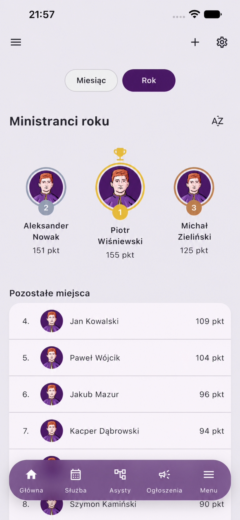 Zanonimizowany ekran aplikacji parafialnej-1