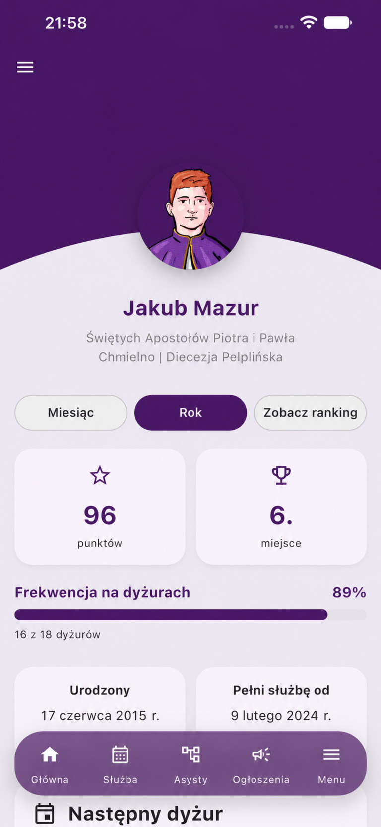 Zanonimizowany ekran aplikacji parafialnej-3